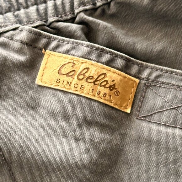 Cabelas Mens Cargo Shorts Khaki & Gray Elastic Waist 6 Pockets Hunting Camping - Picture 9 of 10